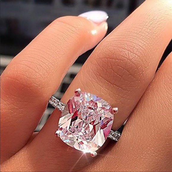 NEW 8CT 925 STERLING SILVER SOLITAIRE DIAMOND RING - Picture 2 of 4